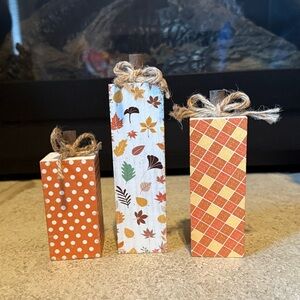 Set of Three Autumn Decorative Blocks